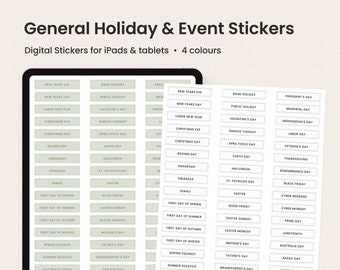 Digital Holiday Stickers | Event, National Holidays | GoodNotes Sticker Sheets | iPad Tablet Sticker Book | Planner Widgets & PNGs