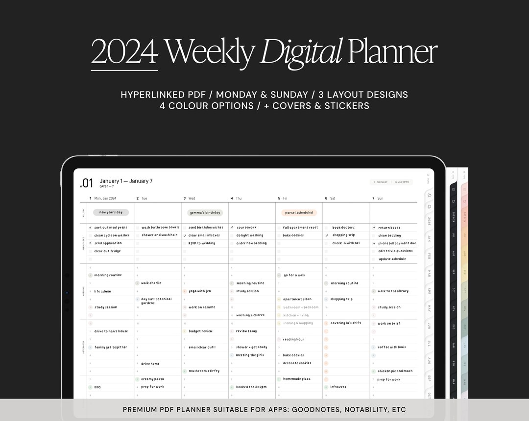 2024 Digital Planner WEEKLY LANDSCAPE | Digital Planner, Goodnotes ...