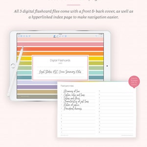 Digital Flashcards Pastel Study Index Cards Student System Cards Lined, Grid & Box iPad Tablet GoodNotes Notability Instant Download image 4