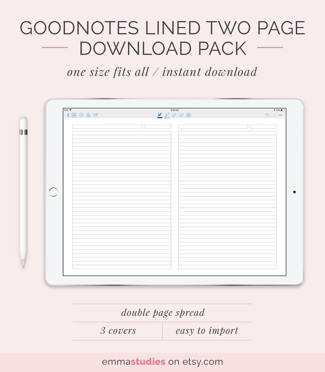 Goodnotes Student Notebook Template Lined Ruled - Etsy UK