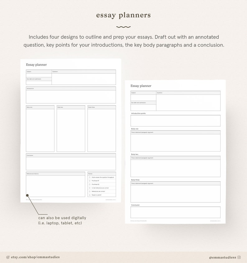 Essay Guide and Planner Printable Pack | School, College, University Student Essay Writing Template | Instant Download | A4 and Letter image 2