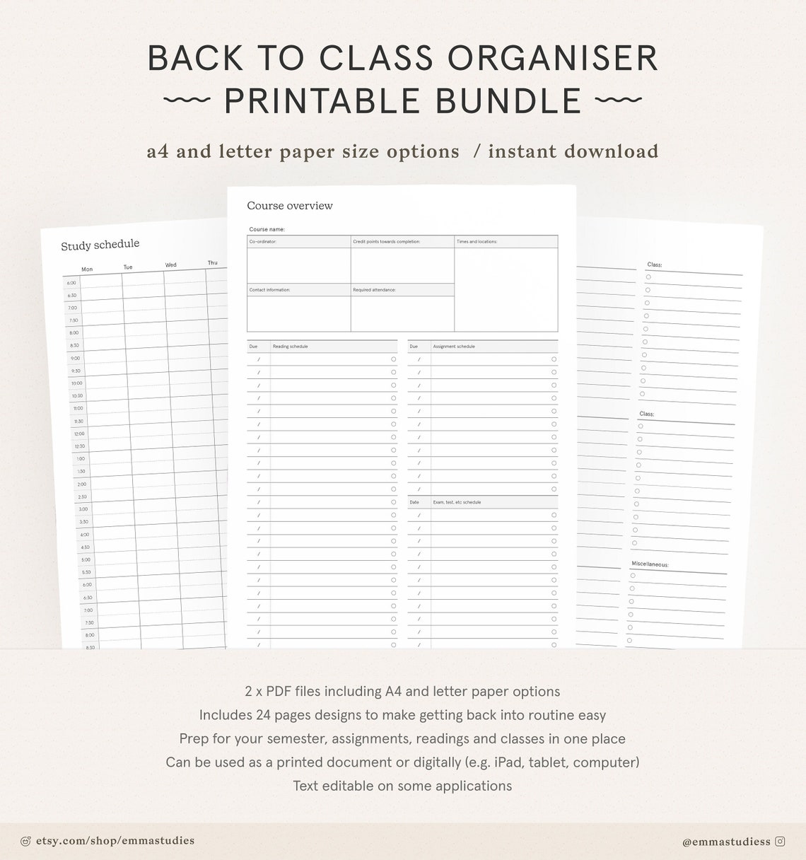University Module Organiser Back to School College and University Organiser Printable | Etsy