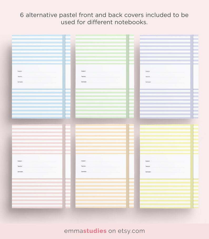 Digital 6 Tab Lined Student Notebook Template Digital Lined Etsy