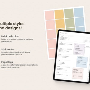 May include: A digital planner with a calendar, to-do list, and sticky notes in various colors and patterns. The planner is open to the month of October. The sticky notes are labeled with different priorities, such as "high priority" and "medium priority".