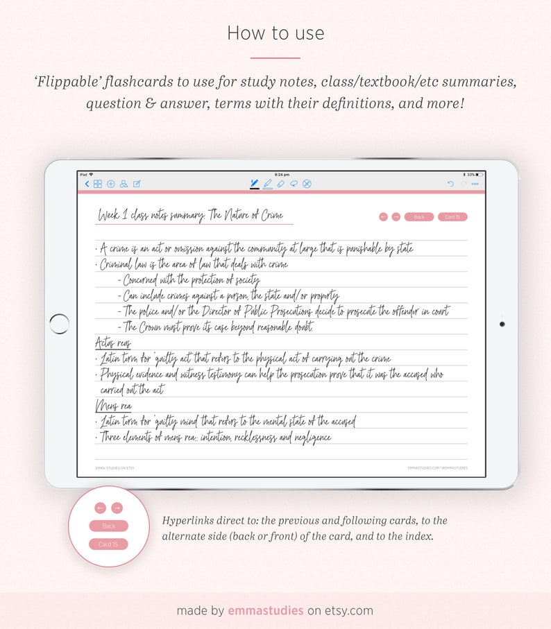 Digital Flashcards Pastel Study Index Cards Student System Cards Lined, Grid & Box iPad Tablet GoodNotes Notability Instant Download image 2