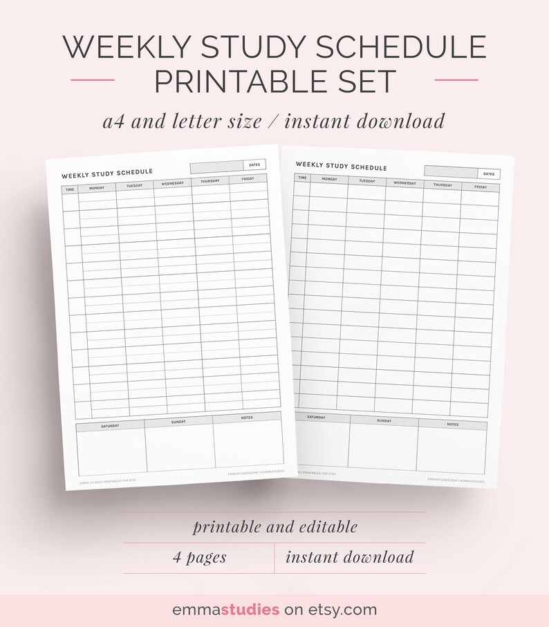 Weekly Research Plan Printable Established University student Planner, Timetable, Organiser Discbound and Planner Increase Quick Obtain A4 and Letter graphic about Study Planner Printable named Weekly Research Plan Printable Fastened Scholar Planner, Timetable, Organiser Discbound and Planner Add Quick Down load A4 and Letter