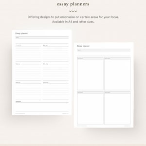 Essay Guide and Planner Printable Pack | School, College, University Student Essay Writing Template | Instant Download | A4 and Letter image 3