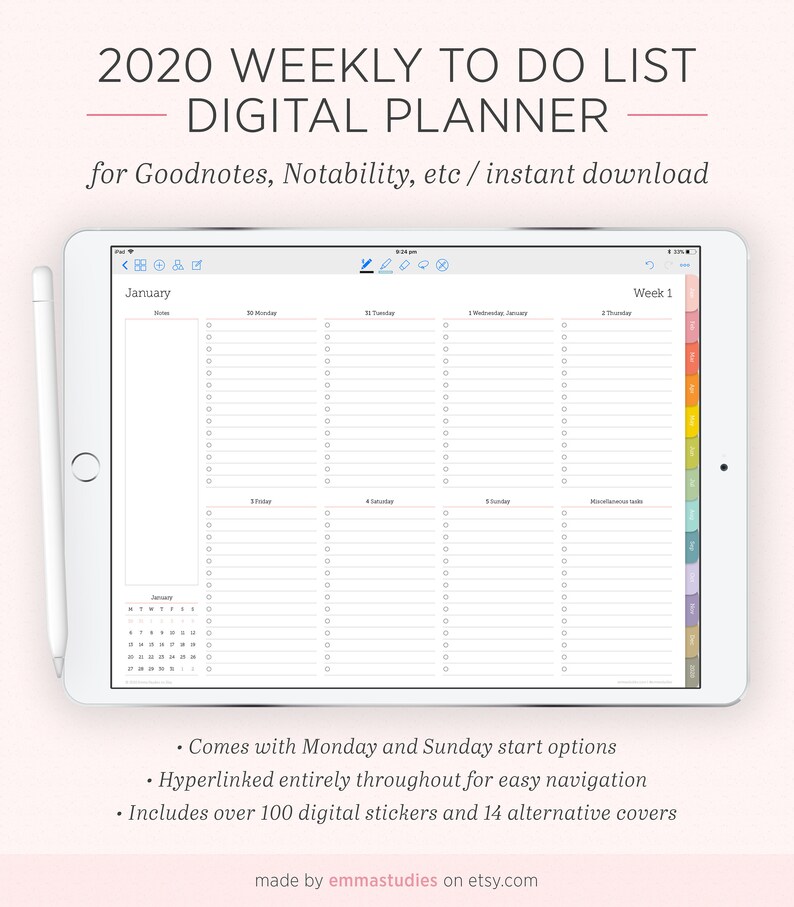 free digital planner goodnotes 2020