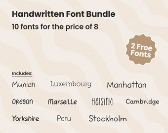 Handwritten Font Bundle | 10 Handlettered Fonts | Regular, Bold Serif Font | OTF TTF Type | Neat Cute Handwriting Calligraphy