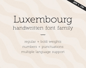 Luxembourg Handwritten Font | Student Notes Handlettered Script | Regular, Bold, Serif Font | OTF TTF Typeface | Handwriting Calligraphy