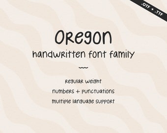 Oregon Handwritten Font | Student Notes Handlettered Script | Regular, Sans Serif Font | OTF TTF Typeface | Cute Handwriting Calligraphy