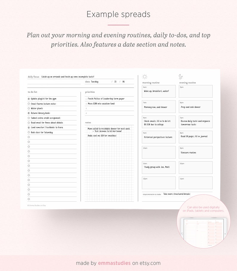 Daily Planner Printable To do list Routine Builder Weekday Etsy