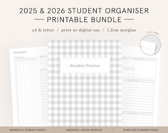 2025 Printable Student Planner | Academic College Organiser | Homeschool Templates | Student Templates | A4 Letter Planner Inserts + 2026