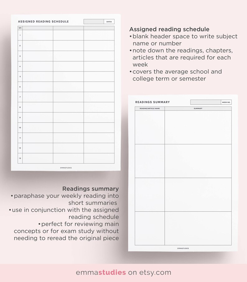 Reading Journal Log Book and Novel Diary Student Etsy