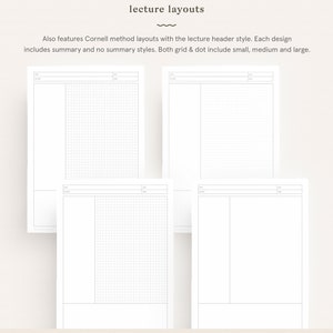 Student Note Taking Template Printable Pack A4, A5 and Letter Cornell, Lecture, Dot, Grid, Lined College Print Paper Instant Download 画像 10