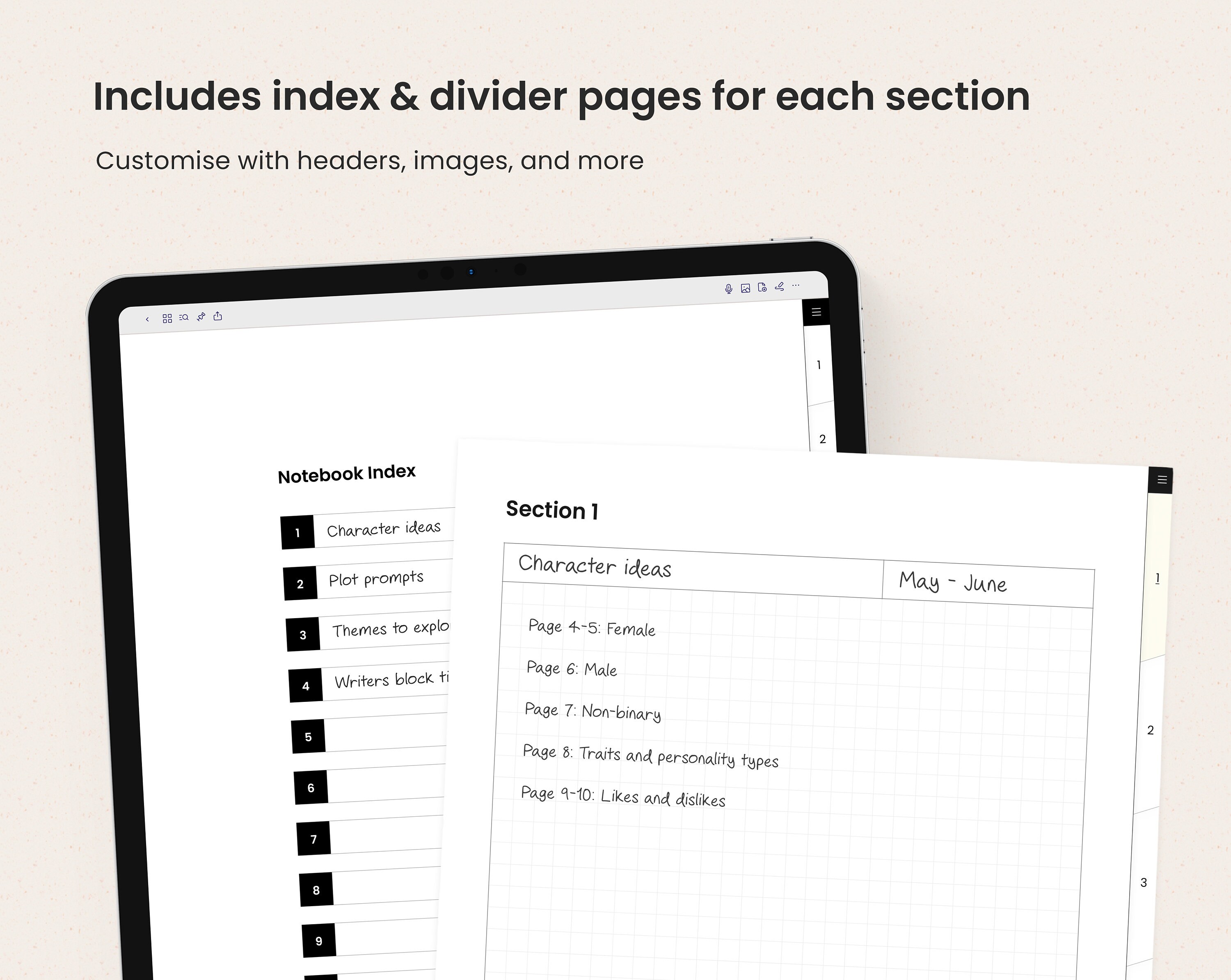Tabbed Notebook.pdf Digital Notebook Hyperlinked Tabbed Notebook 6 & 12 - Etsy