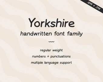 Yorkshire Handwritten Font | Student Notes Handlettered Script | Regular, Sans Serif Font | OTF TTF Typeface | Neat Handwriting Calligraphy