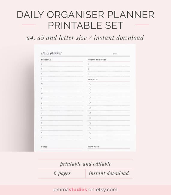day schedule planner print