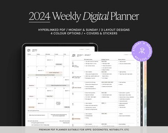 2024 Digital Planner STUDENT WEEKLY PORTRAIT | College Digital Planner, GoodNotes Planner, iPad Planner, Notability Planner, School Calendar