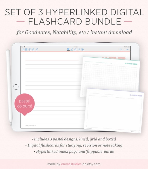 Flashcards numériques Pastel Study Index Cards Student System