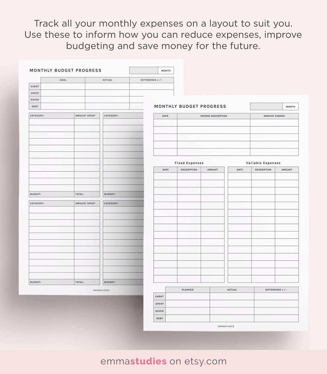 Student Financial Planner Printable Pack College | Etsy