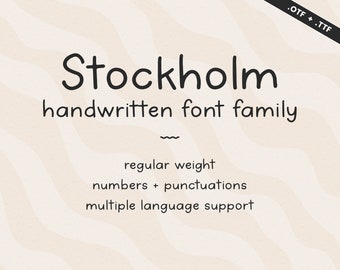 Stockholm Handwritten Font | Student Notes Handlettered Script | Regular, Serif Font | OTF TTF Typeface | Neat Cute Handwriting Calligraphy