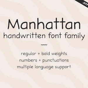 Manhattan Handgeschriebene Schrift | Student Notes Handlettered Script | Regular, Bold, Sans Serif Font | OTF TTF Schrift | Ordentliche süße Handschrift