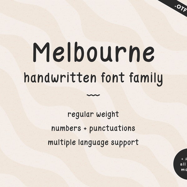 Melbourne Handgeschriebene Schriftart | Student Notes Handlettered Script | Regular Sans Serif Schriftart | OTF TTF Schrift | Ordentliche süße Handschrift