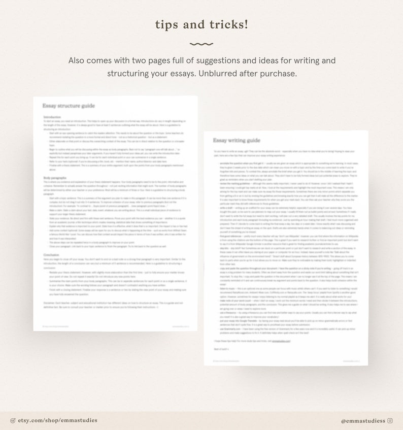Essay Guide and Planner Printable Pack | School, College, University Student Essay Writing Template | Instant Download | A4 and Letter image 6
