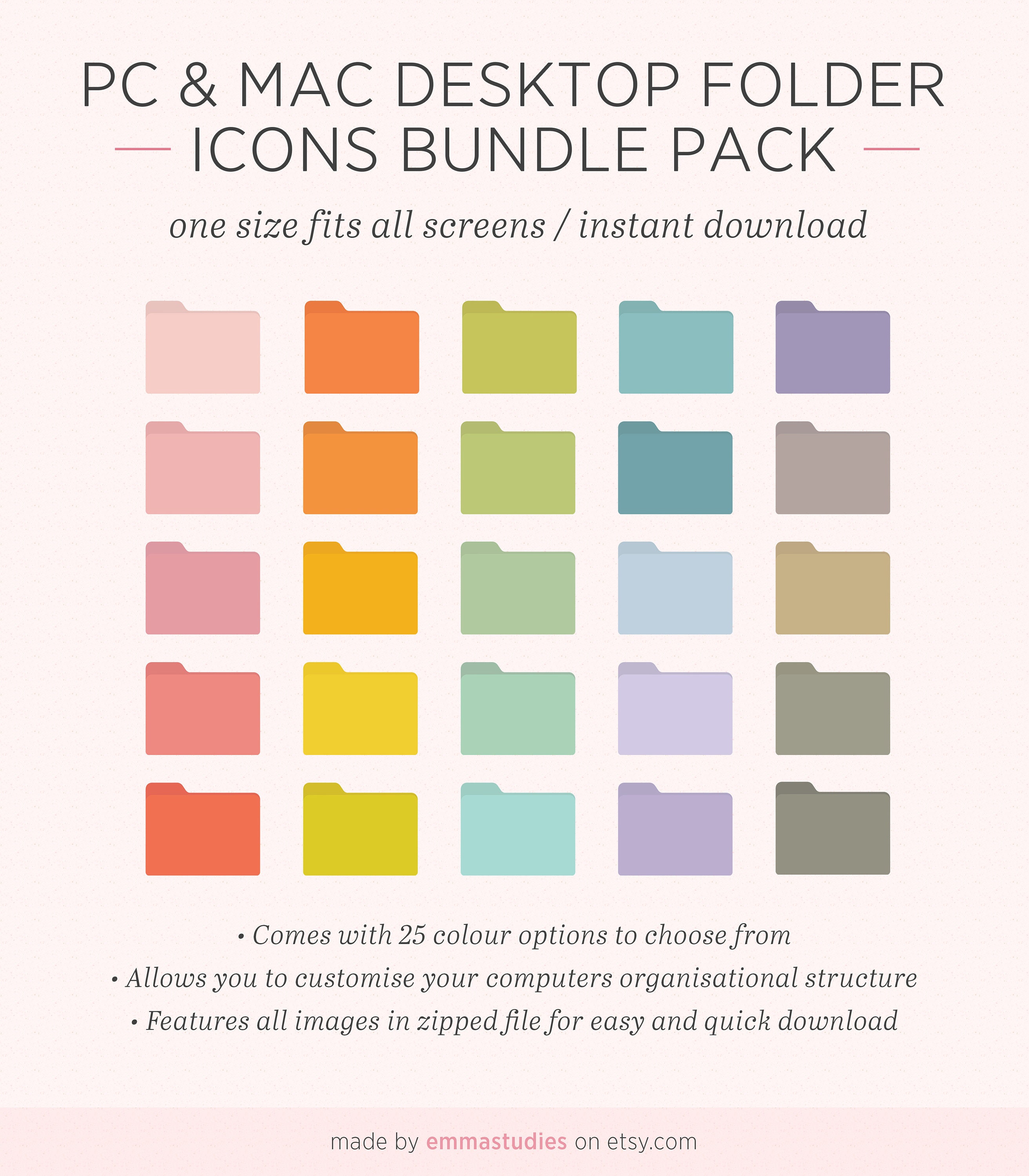 Desktop Folder Icons Customisable Icons Pastel Pack Etsy Australia
