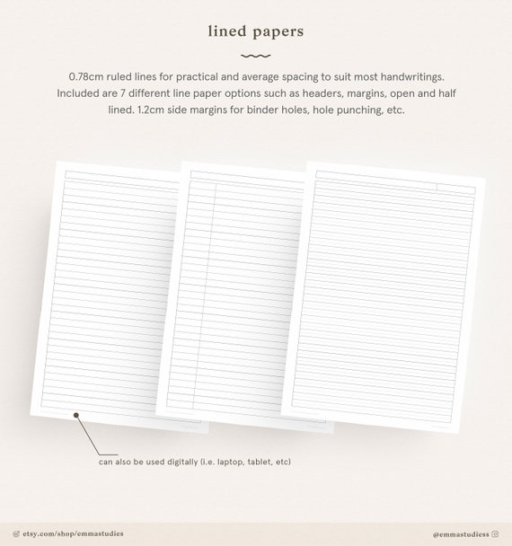 Printable Lined Portrait Letter Wide Rule Hole Punch
