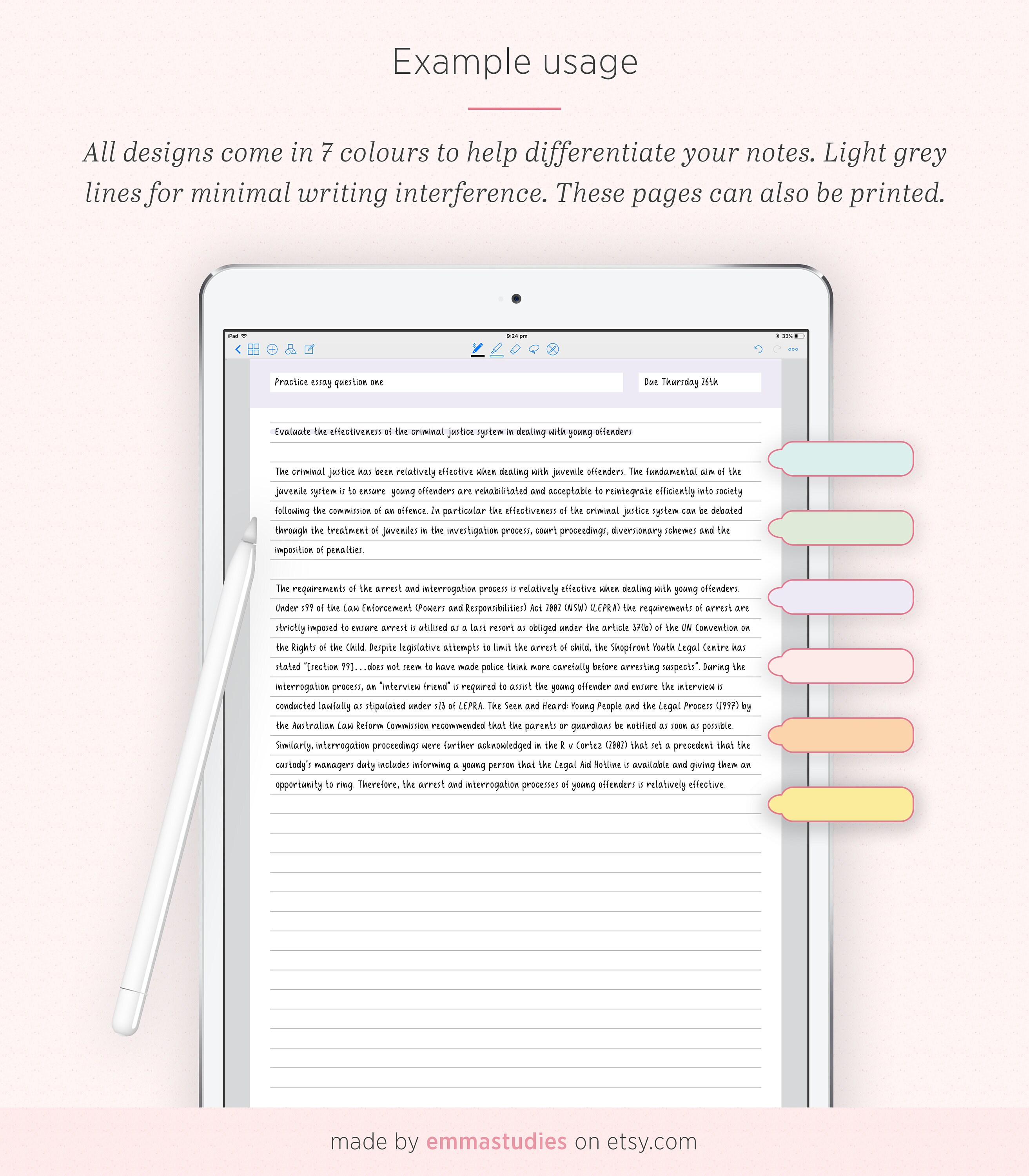 Digital Note Taking Pastel Paper Template | Goodnotes Notability iPad ...