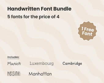Handwritten Font Bundle | 5 Handlettered Fonts | Regular, Bold Serif Font | OTF TTF Type | Neat Cute Handwriting Calligraphy