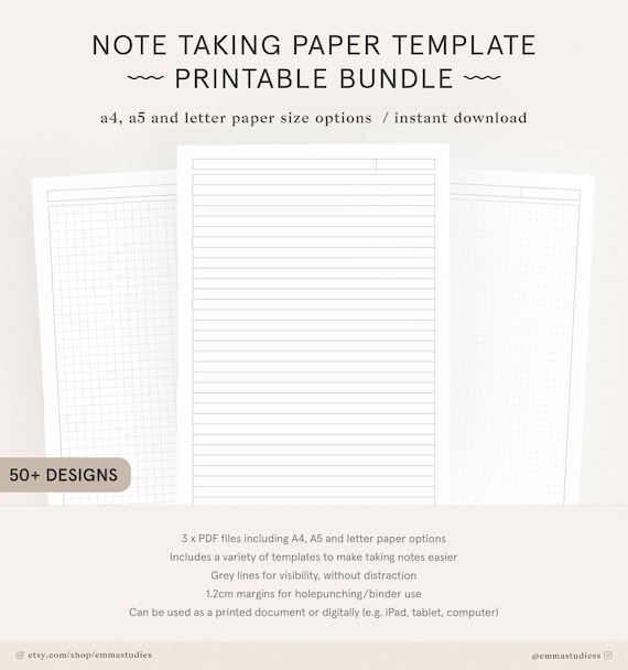 Higgins rytme Giraf Student Note Taking Template Printable Pack A4 A5 and - Etsy