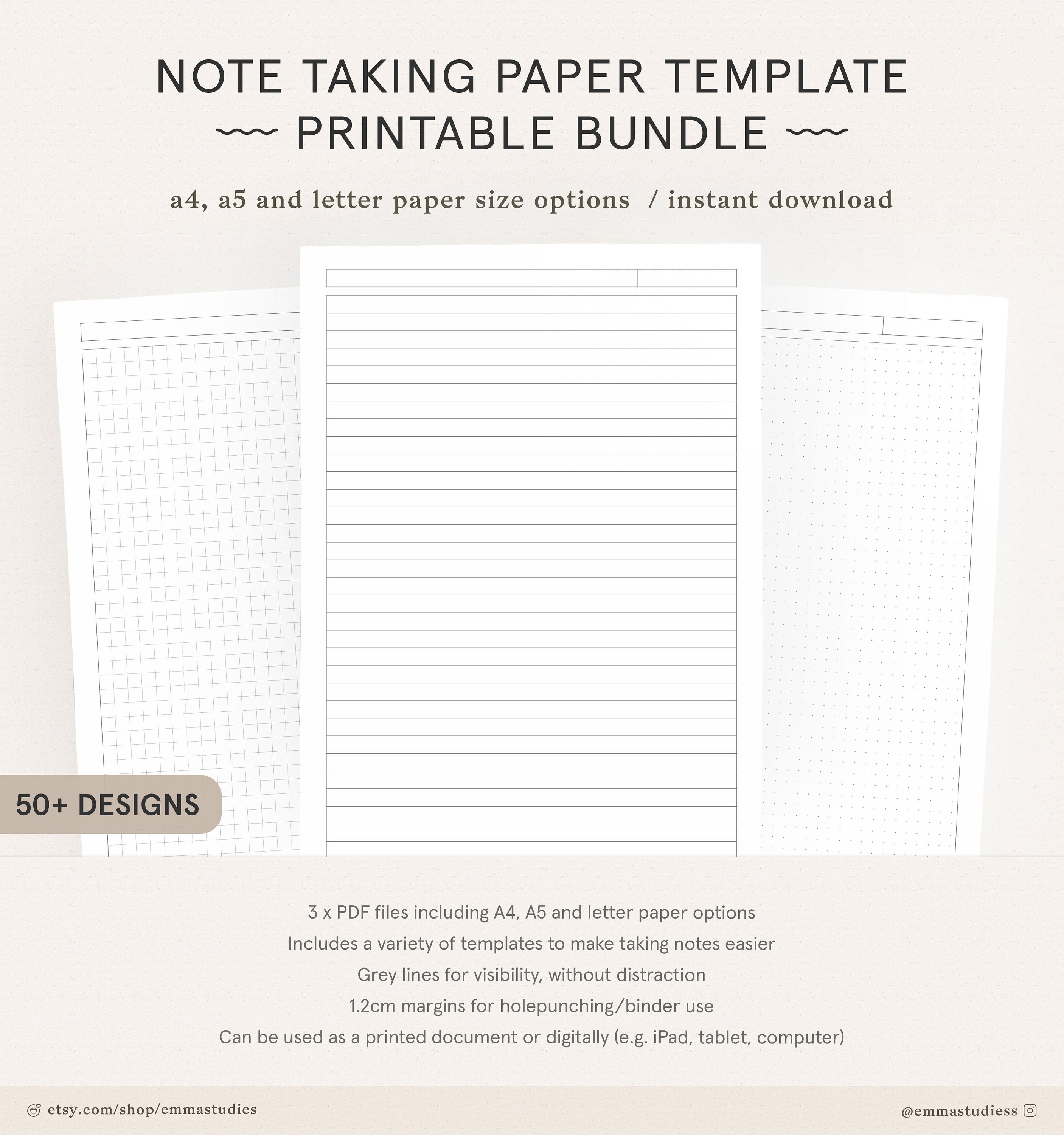 Student Note Taking Template Printable Pack A21 A21 and  Etsy Pertaining To Note Taking Template Pdf