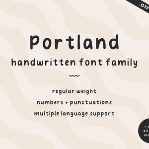 Police manuscrite Portland | Notes des étudiants Script manuscrit | Police sans empattement régulière | Police de caractères OTF TTF | Écriture manuscrite d'étude mignonne et soignée
