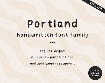 Portland Handwritten Font | Student Notes Handlettered Script | Regular Sans Serif Font | OTF TTF Typeface | Neat Cute Study Handwriting