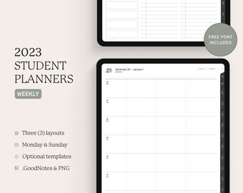 2023 Digital Student Weekly Planner | Academic Vertical Portrait GoodNotes Hyperlinked Digi Agenda | iPad Tablet Diary | Instant Download