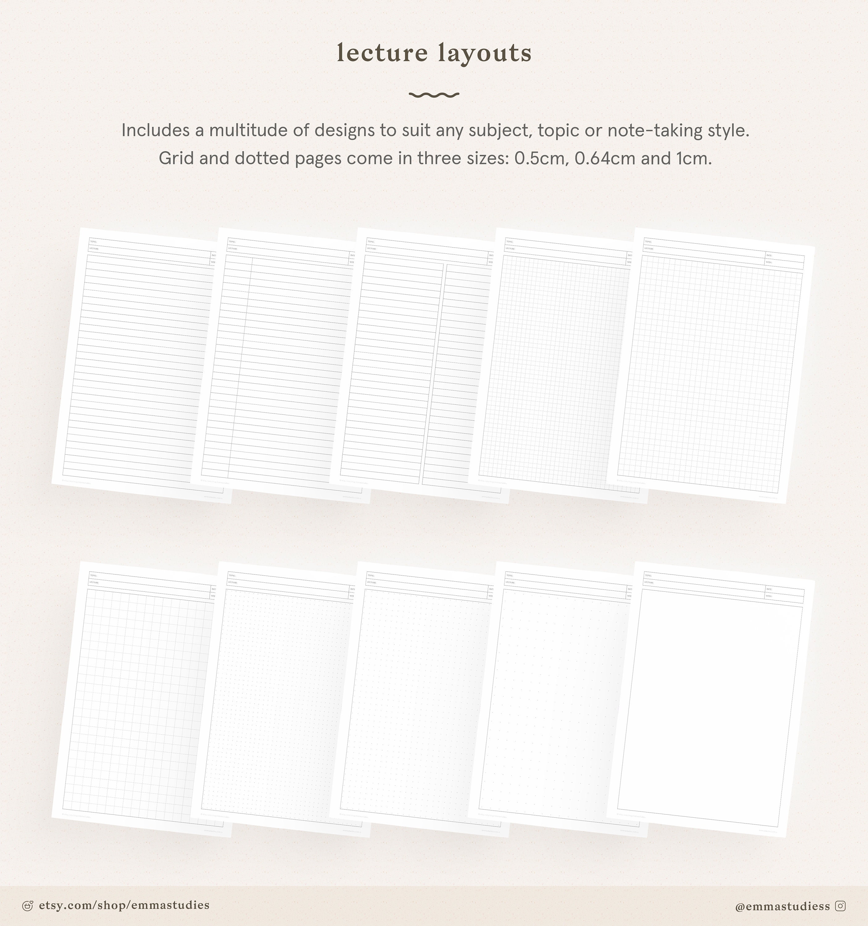 Student Lecture Note Taking Printable A4 A5 and Letter | Etsy Australia
