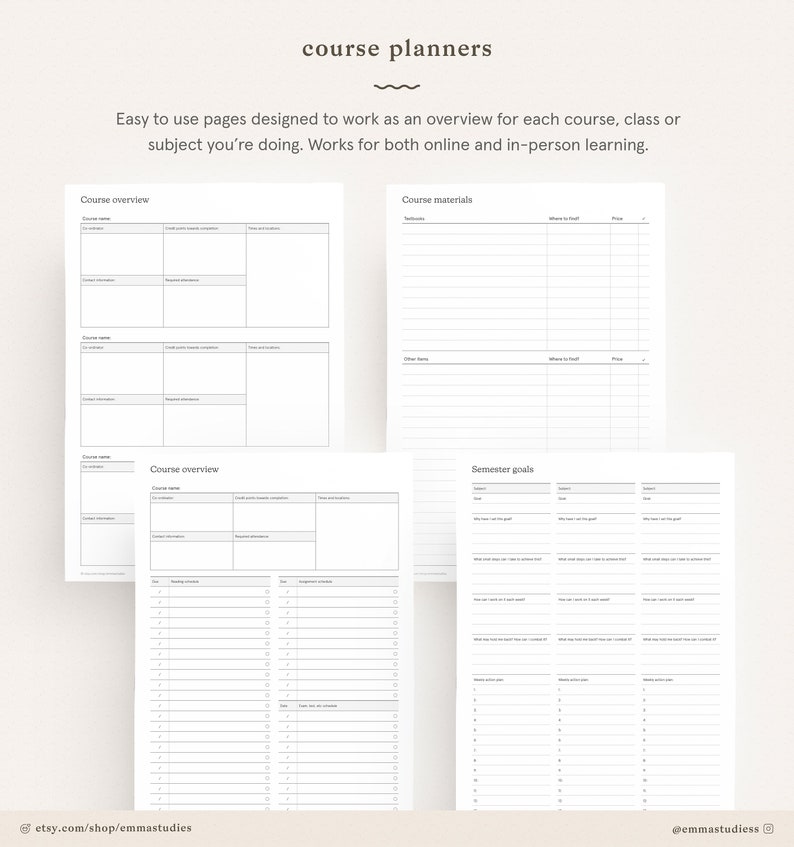 University Module Organiser Back to School College and University Organiser Printable | Etsy