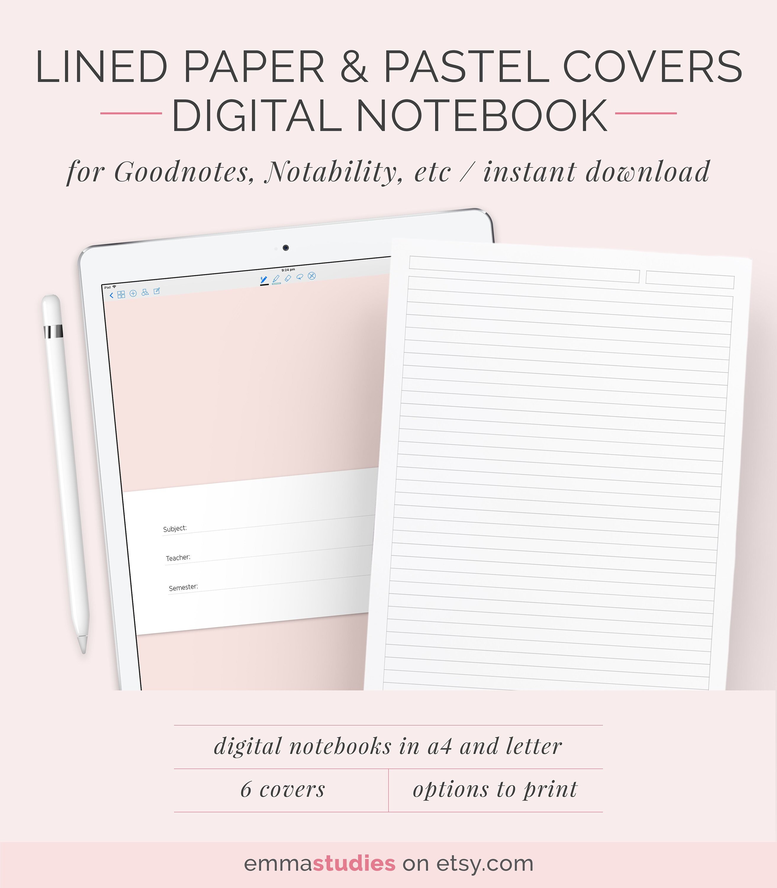 Digital Lined Paper Notebook Ruled Paper Template A4 and Etsy