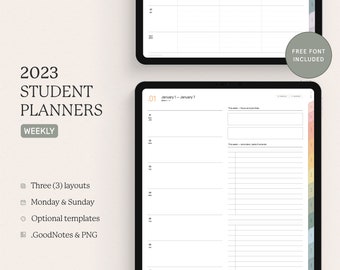 2023 Digital Student Weekly Planner | Academic Vertical Portrait GoodNotes Hyperlinked Digi Agenda | iPad Tablet Diary | Instant Download