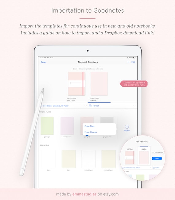 Digital Note Taking Pastel Paper Template Goodnotes Etsy