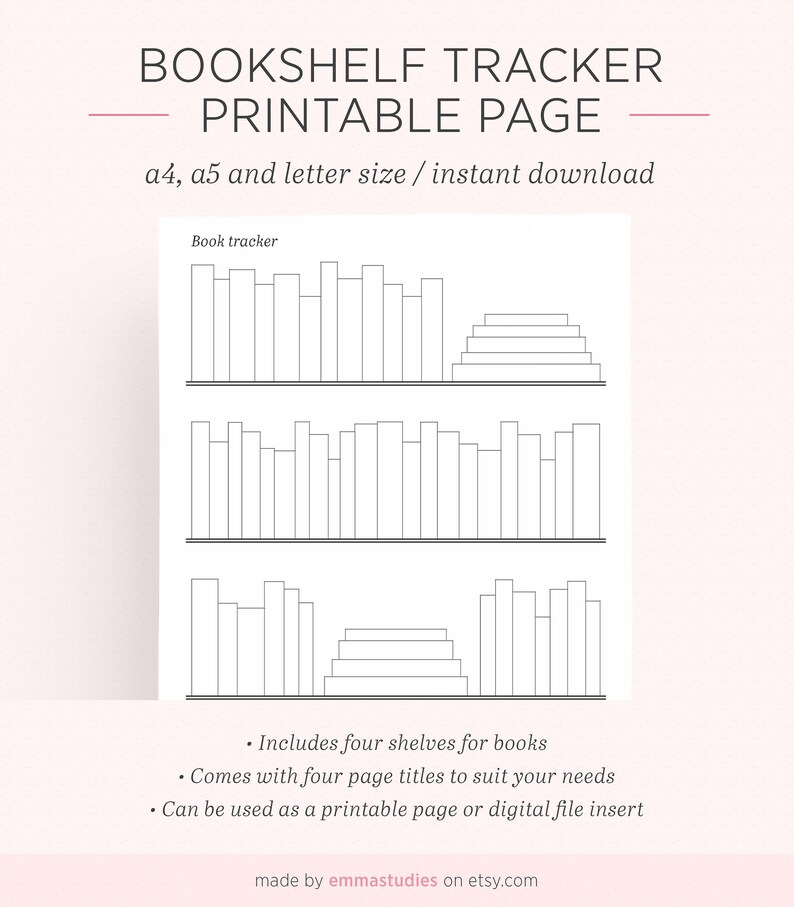 Bookshelf Reading Tracker Printable To Read List Discbound Etsy