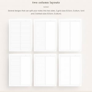 Student Note Taking Template Printable Pack A4, A5 and Letter Cornell, Lecture, Dot, Grid, Lined College Print Paper Instant Download 画像 4