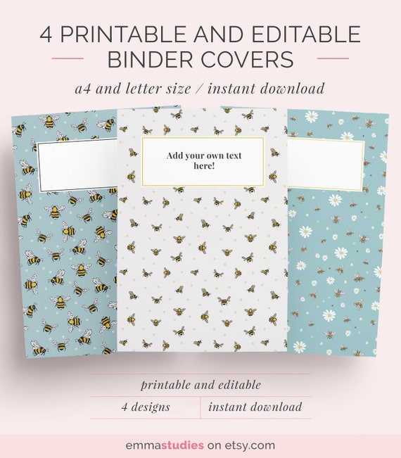 printable editable binder covers a4 and letter folder etsy