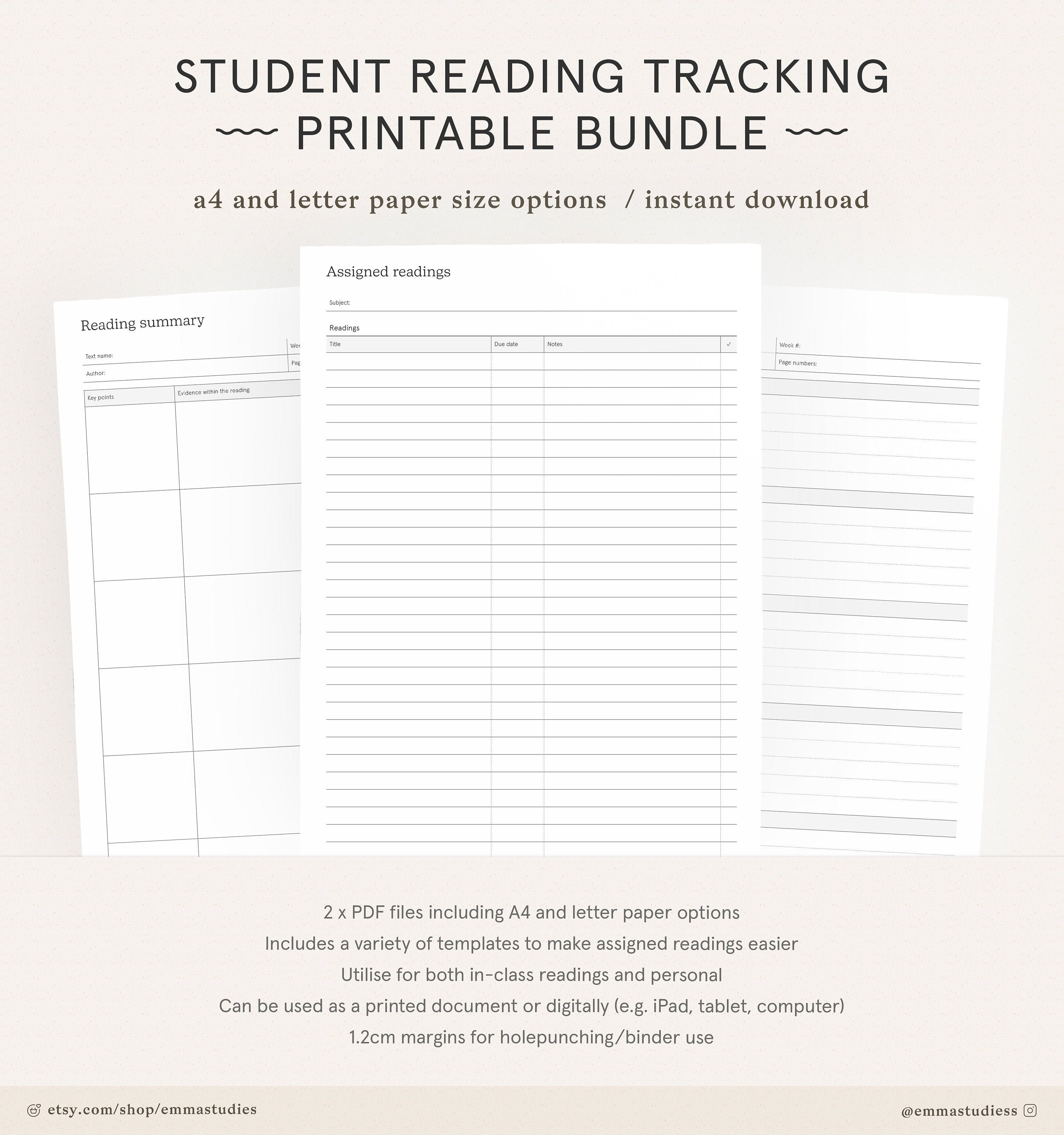 Reading Journal Log Book and Novel Diary Student Etsy