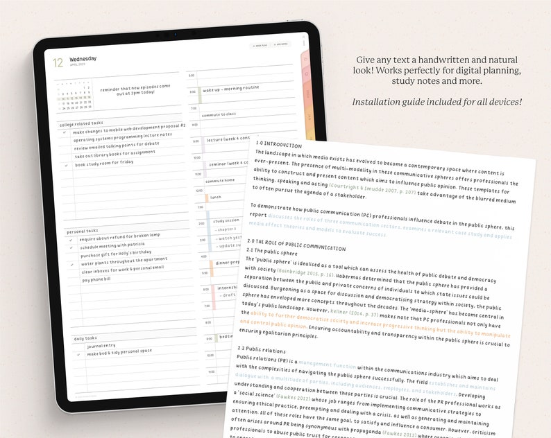 Portland Handwritten Font Student Notes Handlettered Script Etsy