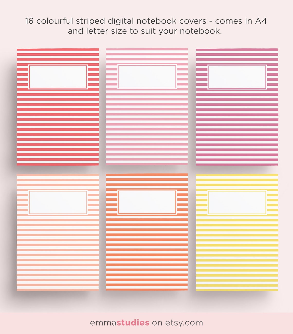 Digital Notebook Cover Template A4 and Letter Subject Etsy.de