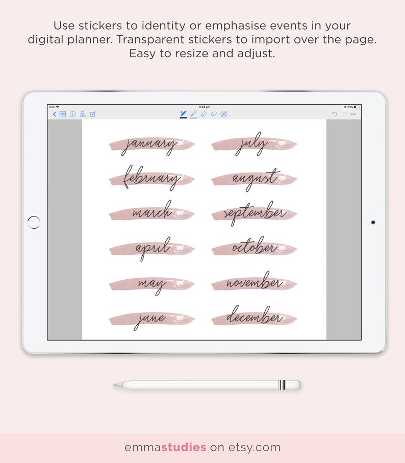 Digital Planner Date Stickers GoodNotes iPad Numbers Etsy